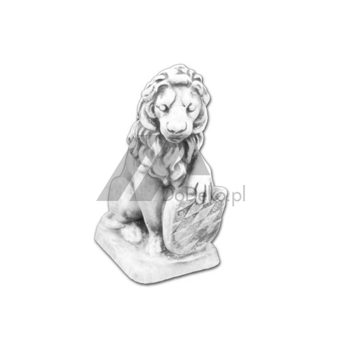 Concrete small lion with a shield left