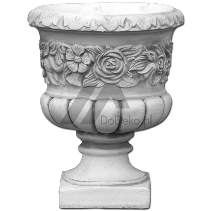Garden pot decorated with roses
