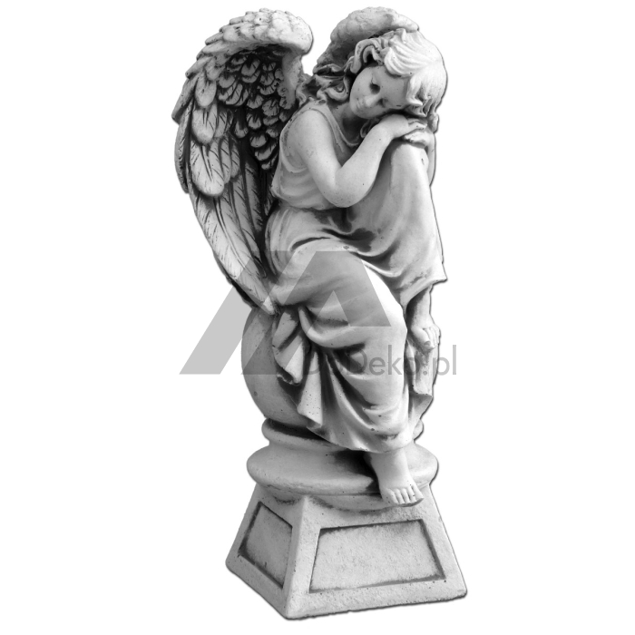 Sleeping angel with large wings on a pedestal - 42 cm